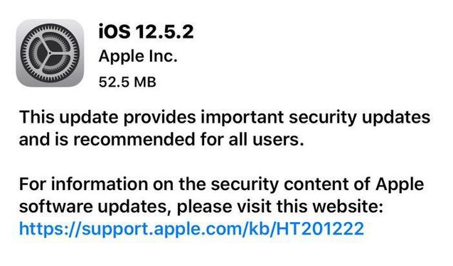 竹根滩镇苹果手机维修分享iOS12.5.2发布，建议所有老苹果用户安装 